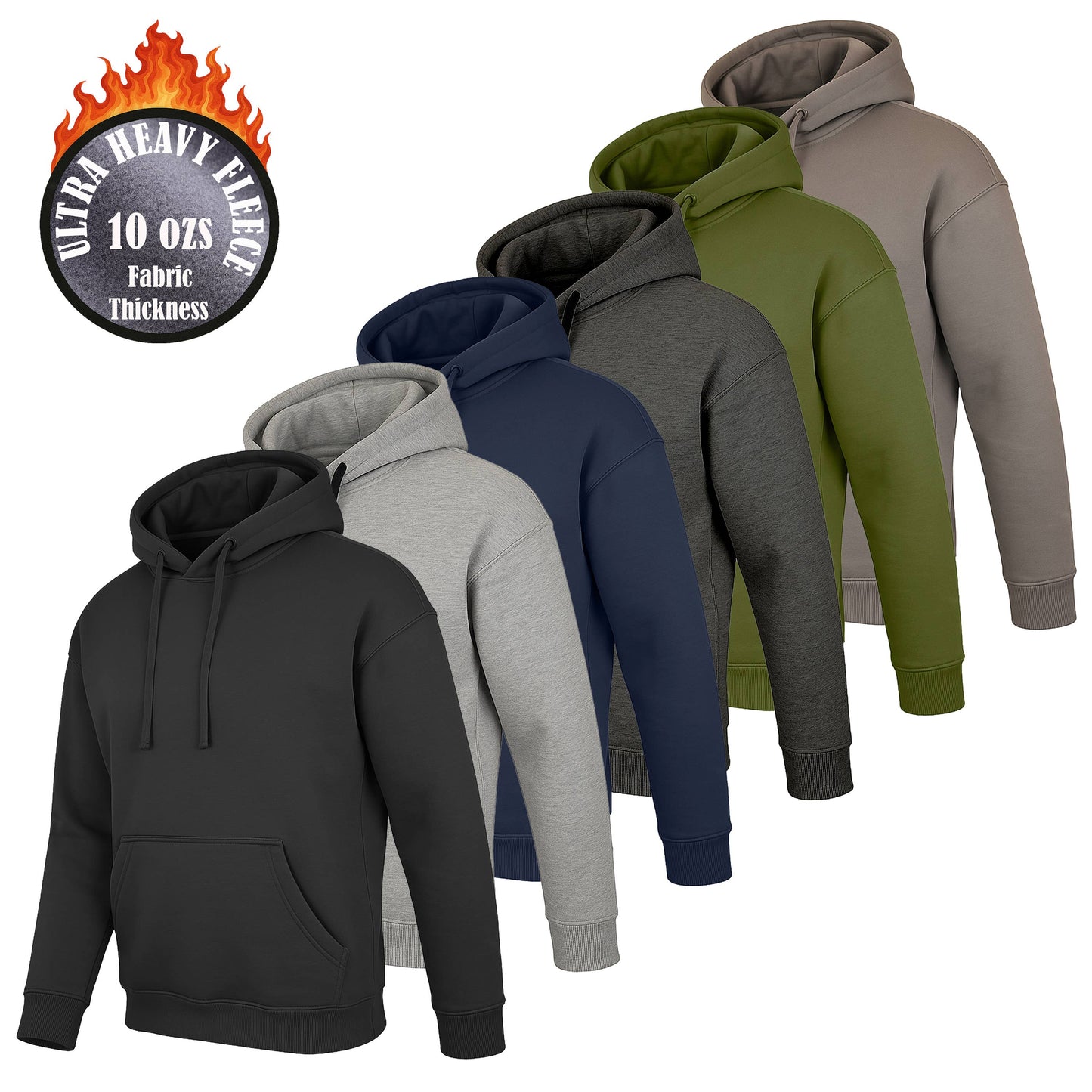 Galaxy By Harvic - Men's Super Heavyweight Fleece-Lined Pullover Hoodie (S-3XL)