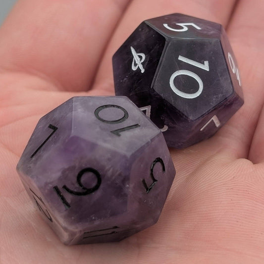 EBONWOOD - Amethyst - 2pc Gemstone Duality Dice for Daggerheart