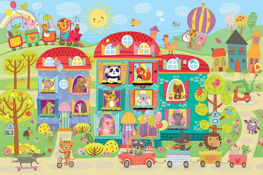 Outset Games and Cobble Hill Puzzles - Friendly Neighbors (35pc) Floor Puzzle - Ages 3+