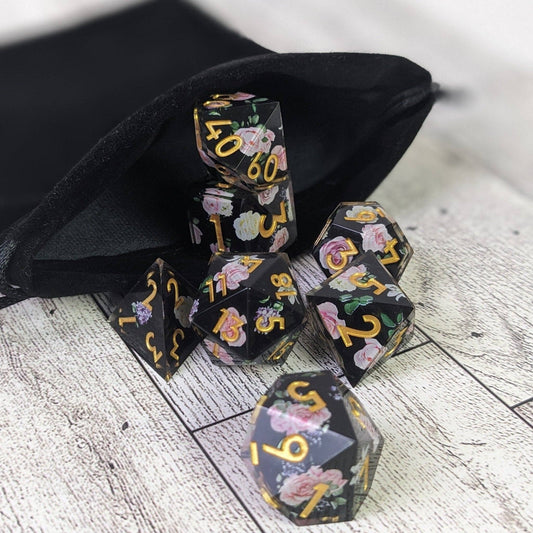 EBONWOOD - Knights Rose - 7 Piece Luxury DnD Dice Set