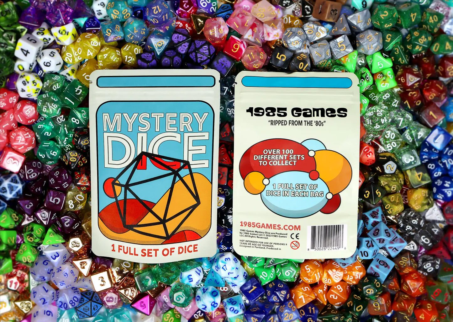 1985 Games - Mystery Dice - full set of 7 Polyhedral Dice