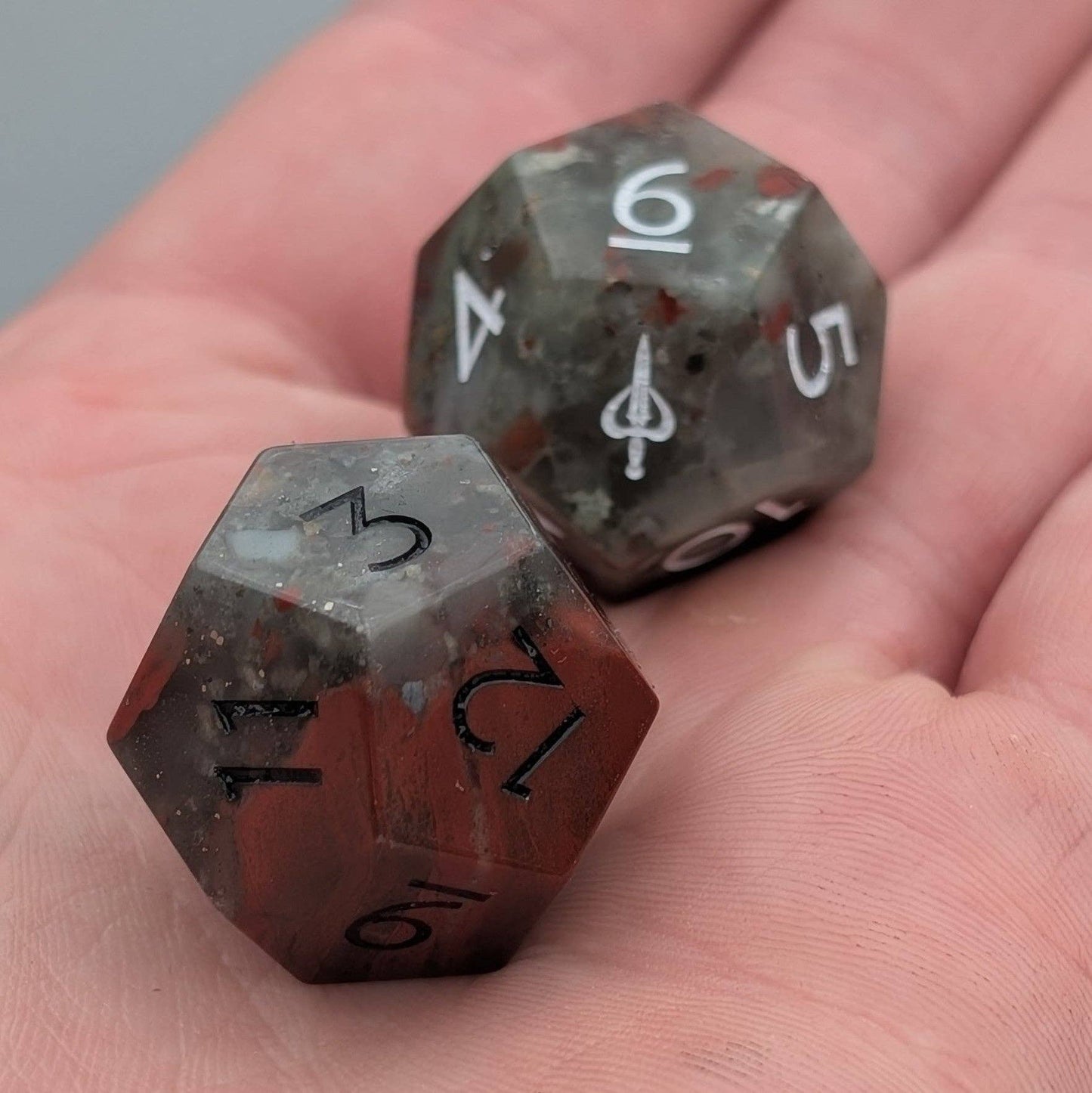 EBONWOOD - Blood Stone - 2pc Gemstone Duality Dice for Daggerheart