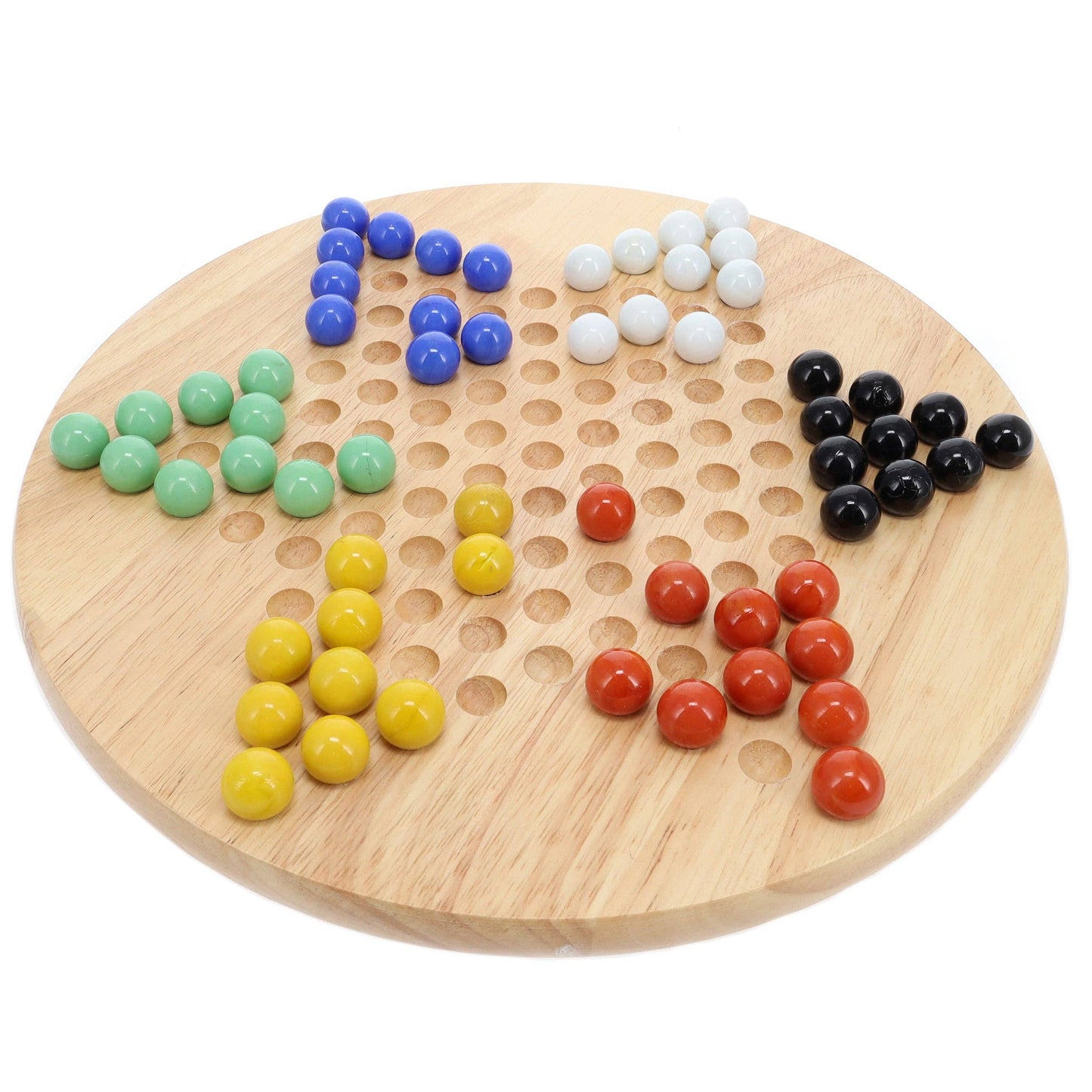 Wood Expressions - Wood Chinese Checkers Set with Glass Marbles - 11.5 Inch