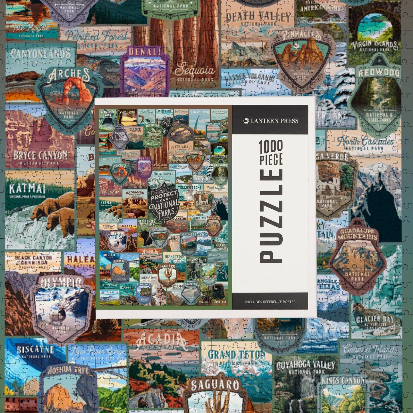 Lantern Press - 1000 PIECE PUZZLE Protect National Parks Collection Collage