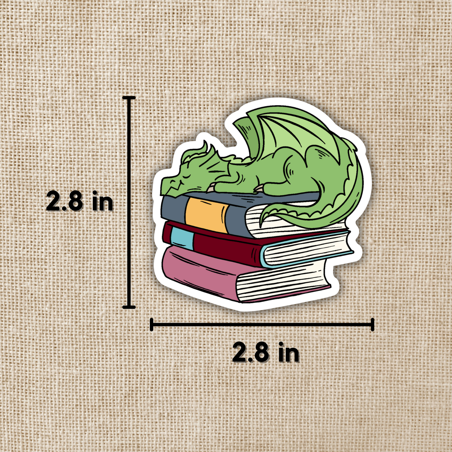 Dragon Sleeping on Book Pile Sticker